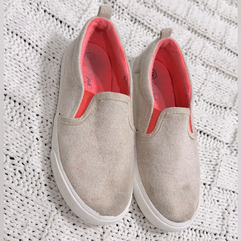 Kids Girls Slip-On Shoes Pink And Cream Colored